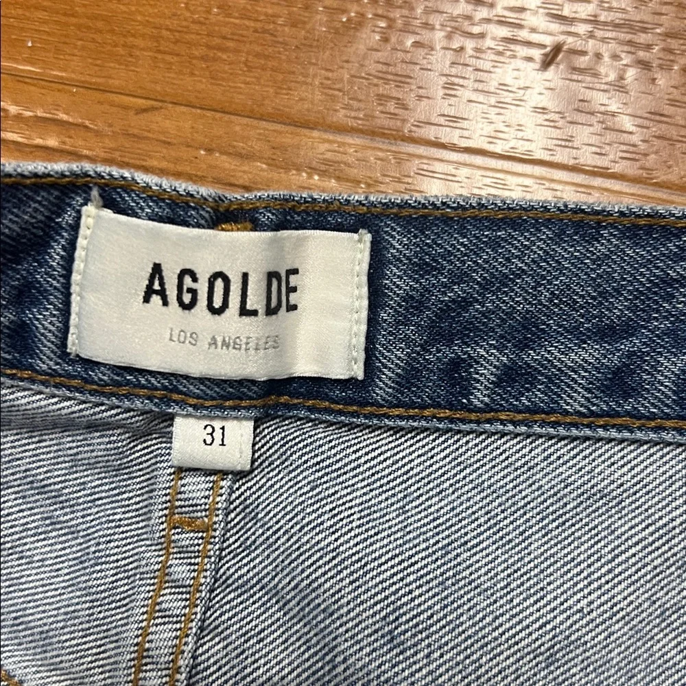Agolde Distressed Blue Jean Shorts